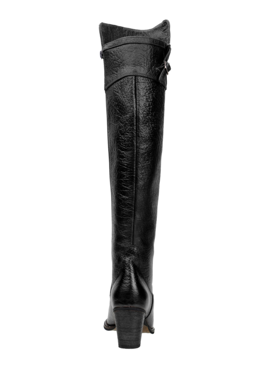 Bota Feminina iATAi Cano Longo em Couro Mamute na Cor Preto - Bota Over The Knee Desert - Image 3